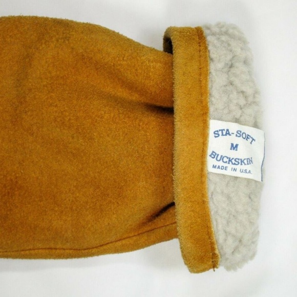 SOLD LL Bean Buckskin Mitts 3 Finger Gloves Sz Med - Picture 4 of 8